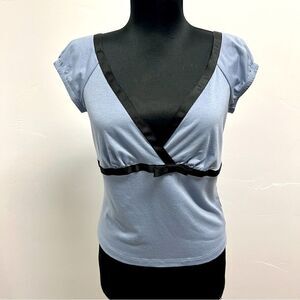 Vintage y2k Jonathan Martin top. Deep v neckline empire in blue and black szL